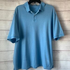 Roundtree & Yorke Blue Polo with Gray Pinstripes Size XL